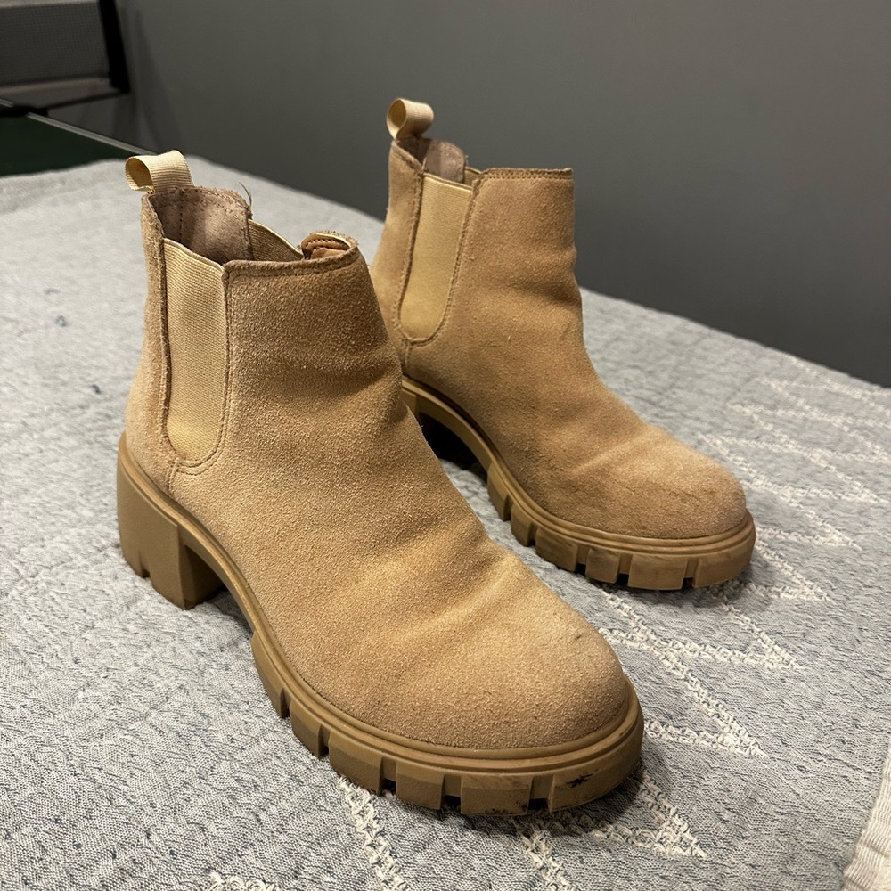 Tan Chunky Chelsea Boots | Lug Sole Ankle Boots
